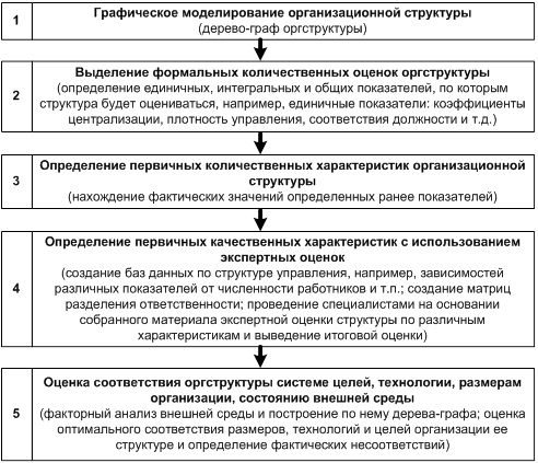 Этапы оценки оргструктуры управления