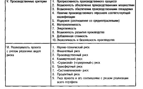 Критерии для оценки отбора проектов