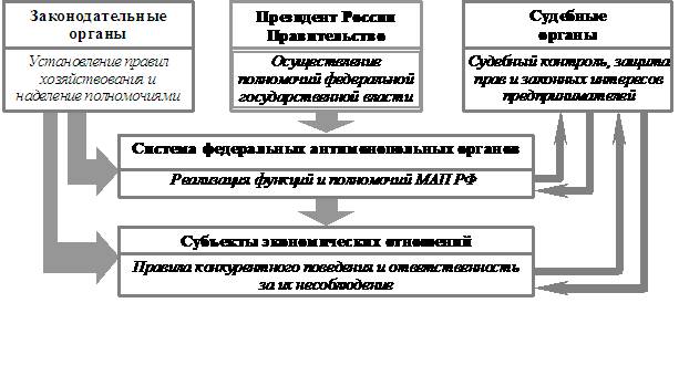 Рис. 2. Система государственных органов, участвующих в антимонопольном регулировании в Российской Федерации