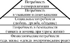 Знаменитый американский социолог Абрахам Маслоу предложил специальную «пирамиду потребностей», которая описывает все возможные виды потребностей и желаний (схема 6).