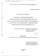 Разработка модели управления производительностью совокупного труда в системе повышения эффективности производства - тема диссертации по экономике, скачайте бесплатно в экономической библиотеке Разработка модели управления производительностью совокупного труда в системе повышения эффективности производства - тема диссертации по экономике, скачайте бесплатно в экономической библиотеке